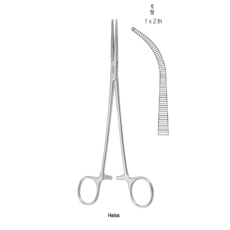 Forceps artery Heiss 1x2th more curved 205mm
