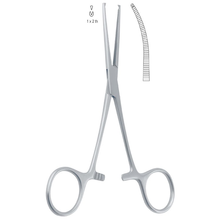 Forceps artery Kocher-Delicate 1x2th curved 145mm