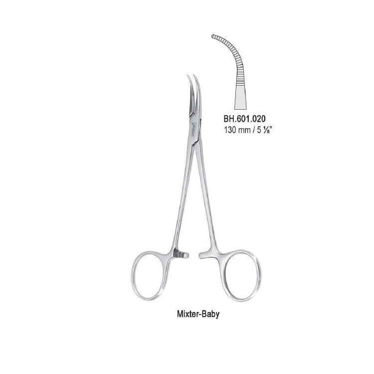 Forceps dissecting and ligature Mixter-Baby more-curved 130mm