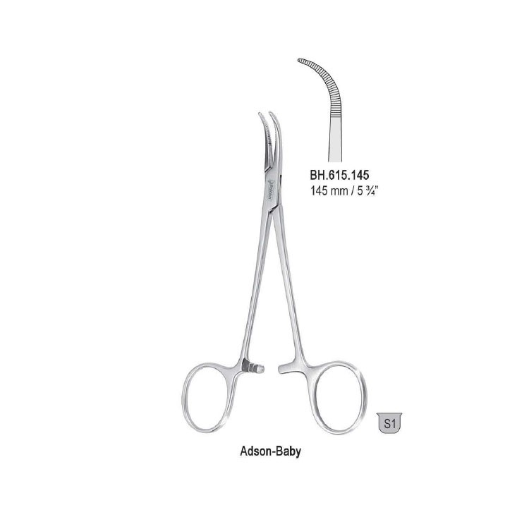 Forceps dissecting and ligature Adson-Baby curved 145mm