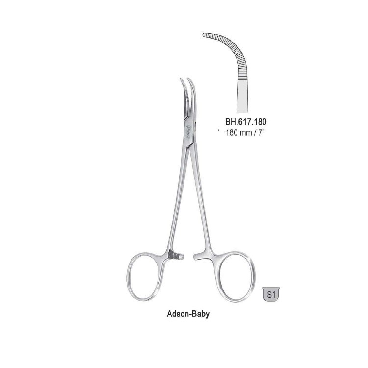 Forceps dissecting and ligature Adson-Baby curved 180mm