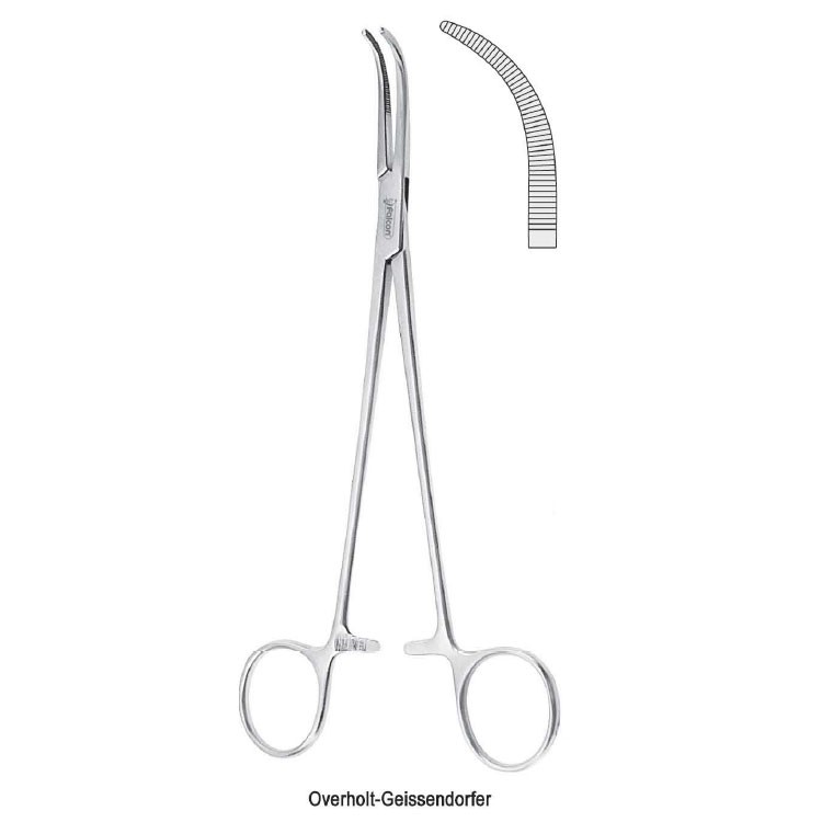 Forceps dissecting and ligature Overholt-Geissendorfer fig. 2 curved 200mm