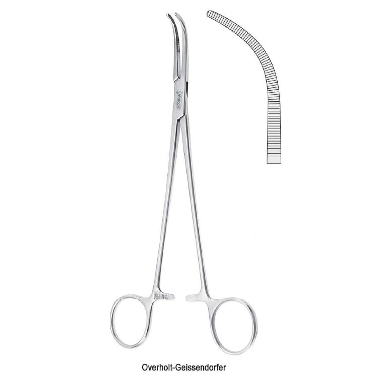Forceps dissecting and ligature Overholt-Geissendorfer fig. 4 curved 220mm