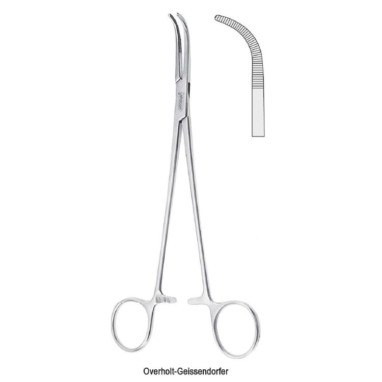 Forceps dissecting and ligature Overholt-Geissendorfer fig. 1 curved 270mm