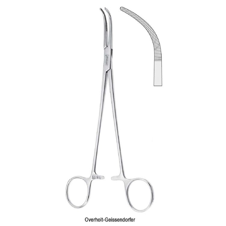 Forceps dissecting and ligature Overholt-Geissendorfer fig. 5 curved 275mm