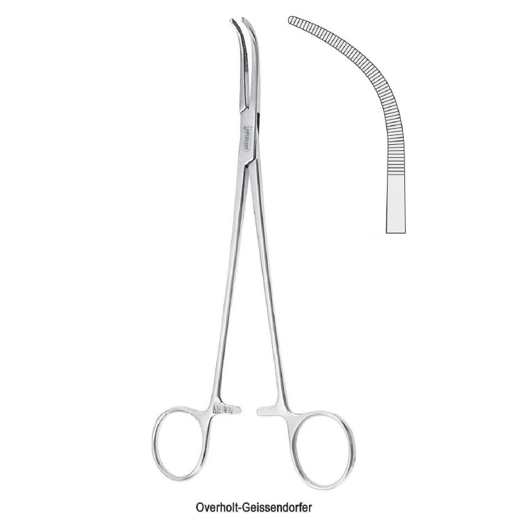 Forceps dissecting and ligature Overholt-Geissendorfer fig. 6 curved 280mm