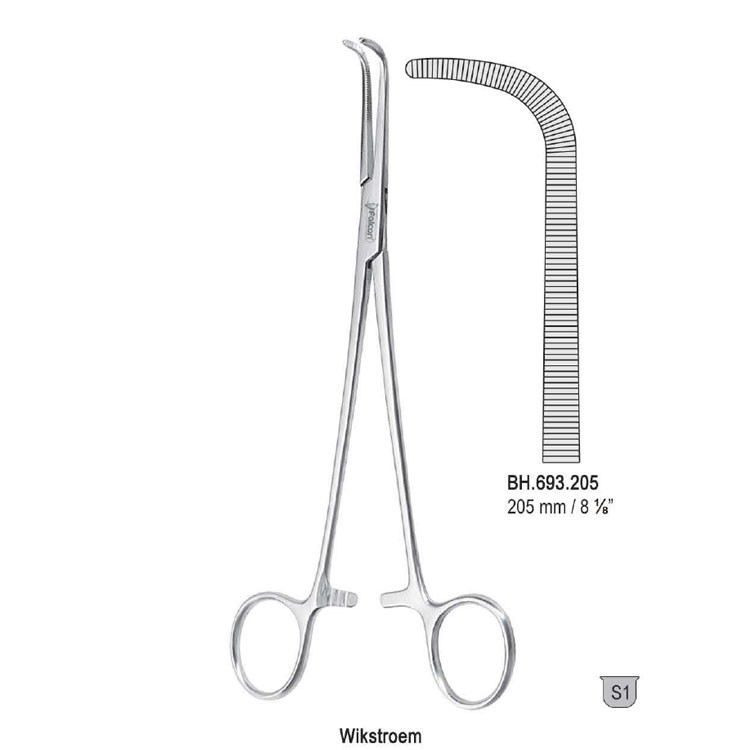 Forceps dissecting and ligature Wikstroem angled 205mm