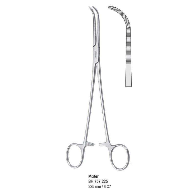 Forceps dissecting and ligature Mixter curved 225mm
