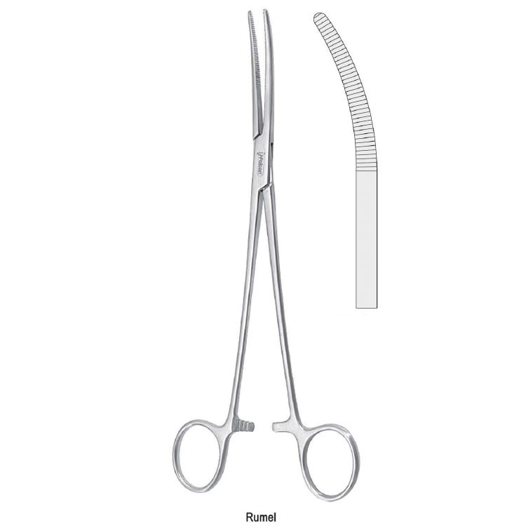 Forceps dissecting and ligature Rumel fig. 1 curved 240mm