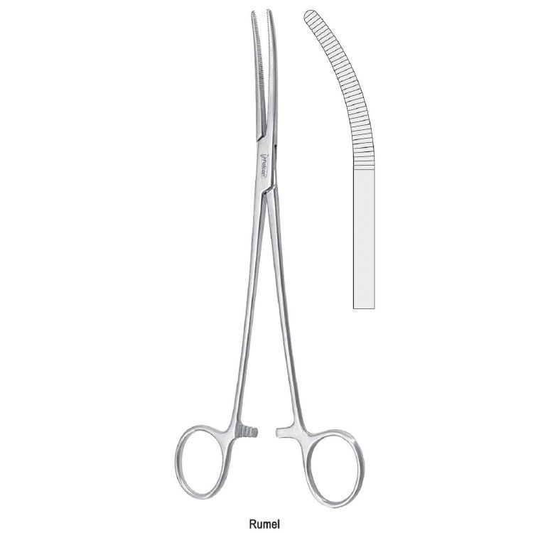 Forceps dissecting and ligature Rumel fig. 2 curved 240mm