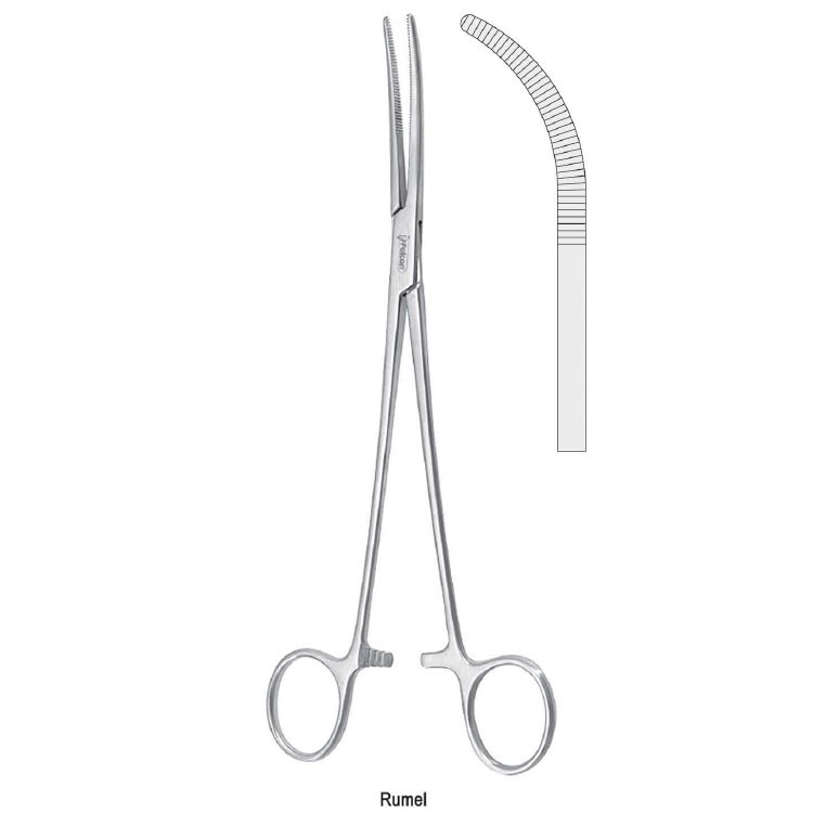 Forceps dissecting and ligature Rumel fig. 3 curved 235mm