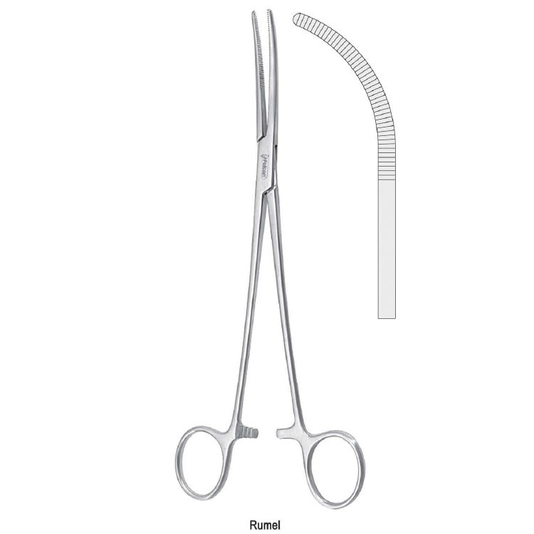 Forceps dissecting and ligature Rumel fig. 4 curved 240mm