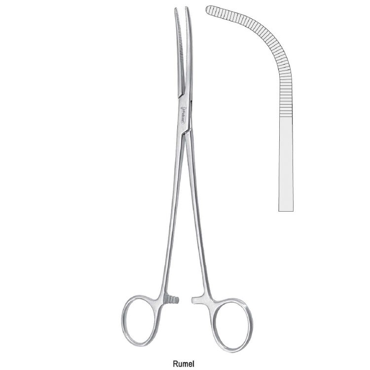 Forceps dissecting and ligature Rumel fig. 5 curved 240mm