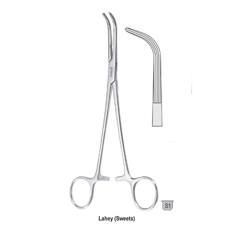 Forceps dissecting and ligature Lahey long-serrated curved 195mm