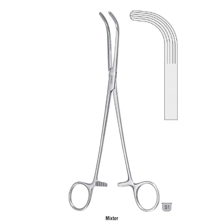 Forceps dissecting and ligature Mixter long-serrated 90d 225mm