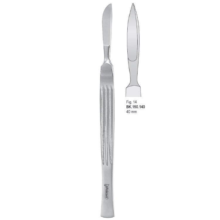 Scalpel stainless steel pointed 40mm blade fig. 14