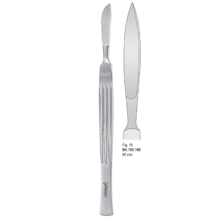 Scalpel stainless steel pointed 60mm blade fig. 18