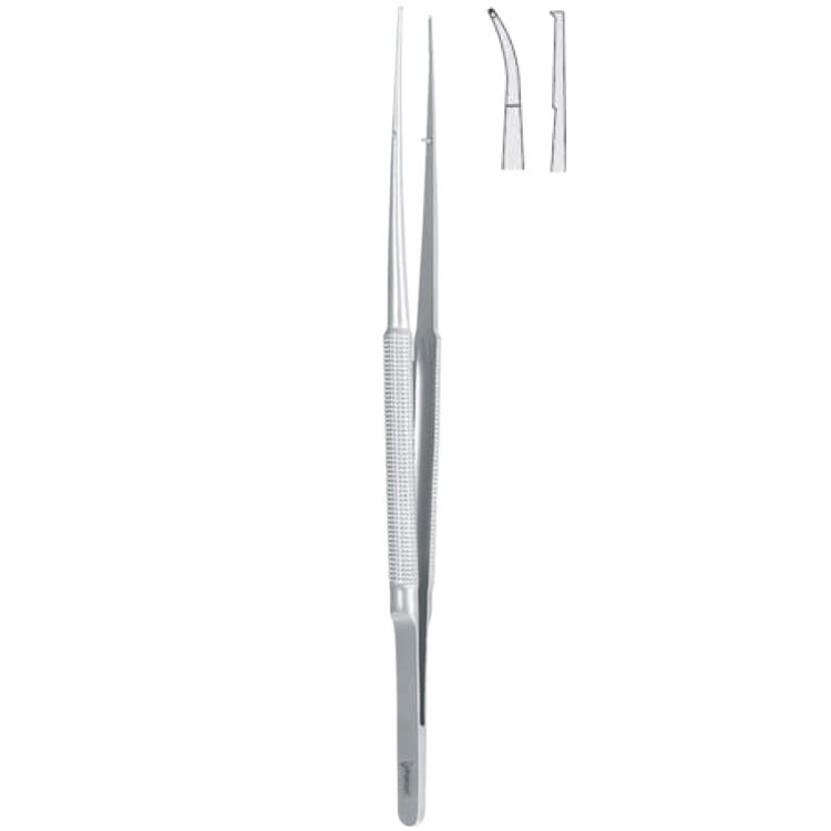 Forceps micro round handles cur. 1x2th 180mm 