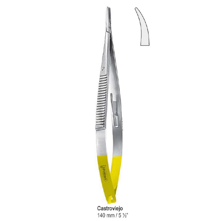 Falcon-Grip Needle holder Castroviejo cur. 140mm TC smooth