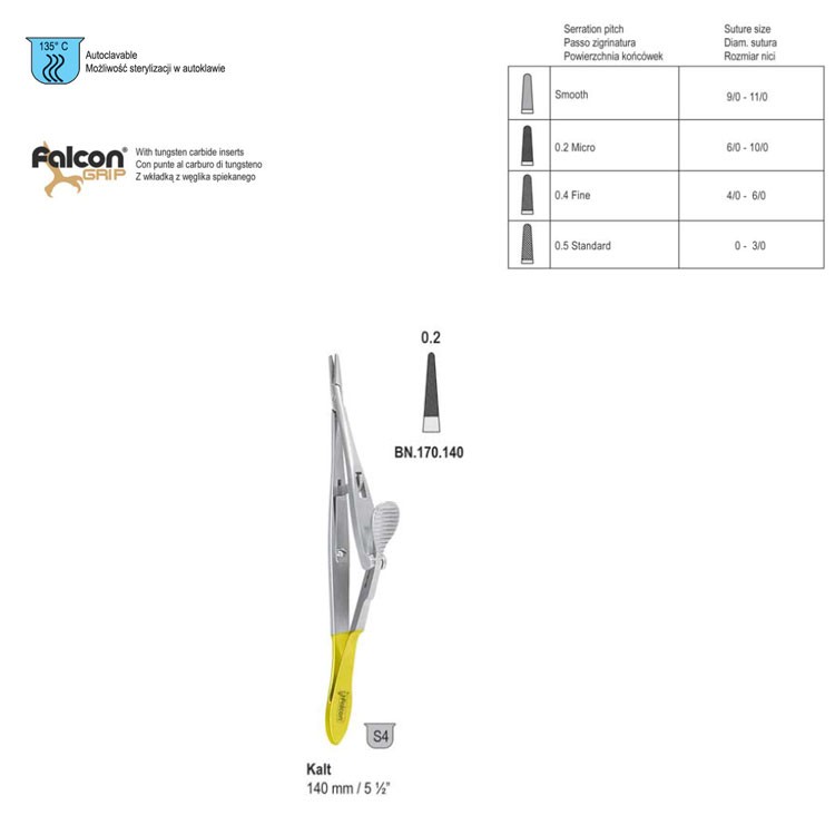 Falcon-Grip Needle holder Kalt straight 140mm TC 