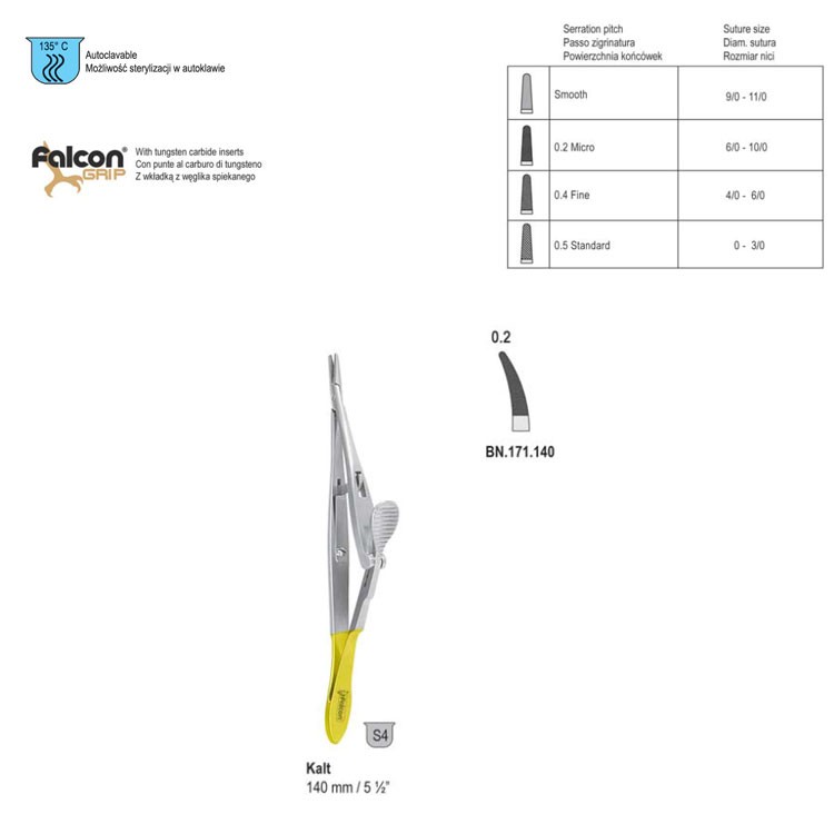 Falcon-Grip Needle holder Kalt curved 140mm TC 