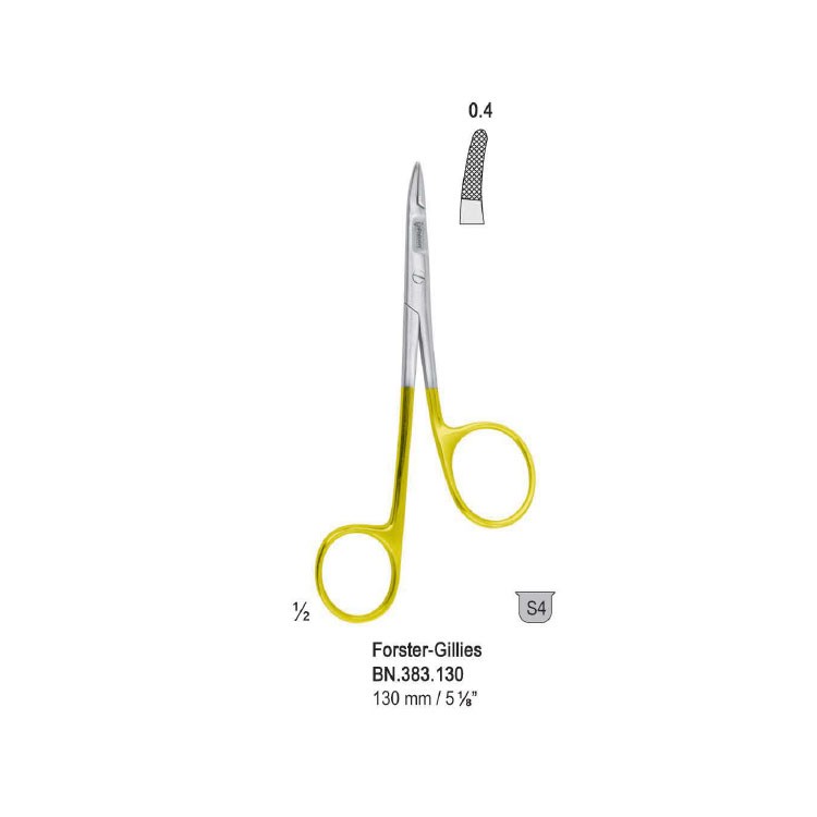 Falcon-Grip Needle holder with scissors Forster-Gillies right handed 130mm TC