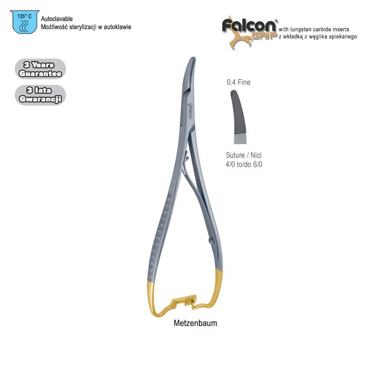 Falcon-Grip Needle holder Metzenbaum curved 170mm TC