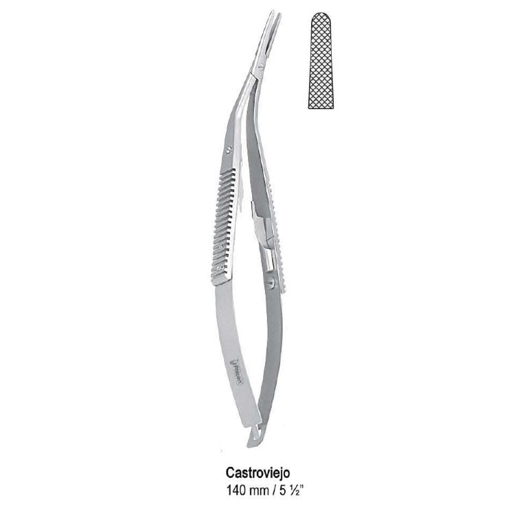 Needle holder Castroviejo angled 140mm
