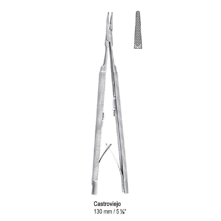 Needle holder Castroviejo straight round handles 130mm