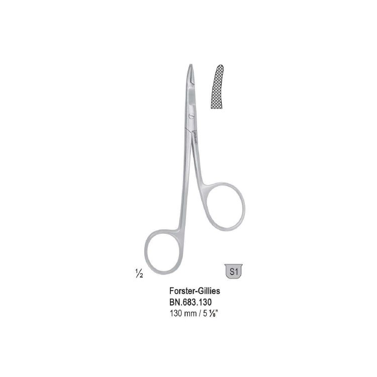 Needle holder with scissors Forster-Gillies right handed 130mm