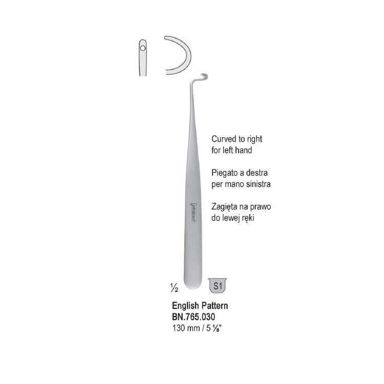 Needle ligature English Pattern curved to right 130mm