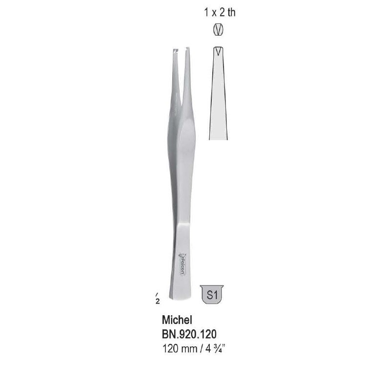 Forceps suture clip applying Michel 1x2th 120mm