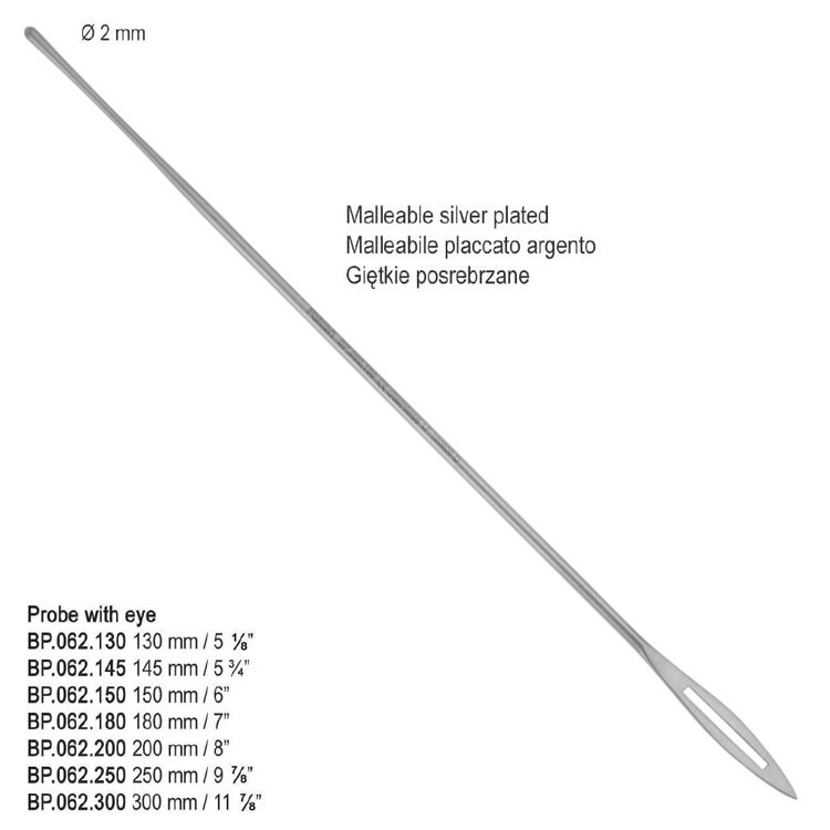 Probe with eye silver plated 130mm
