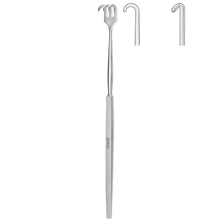 Retractor Falcon 1-prong blunt 160mm