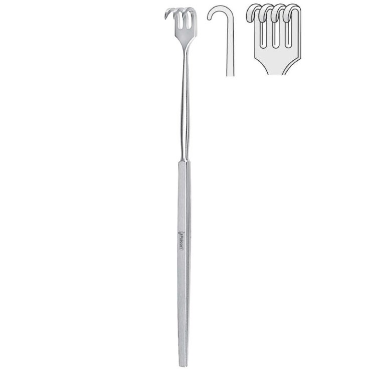 Retractor Falcon 4-prong blunt 160mm