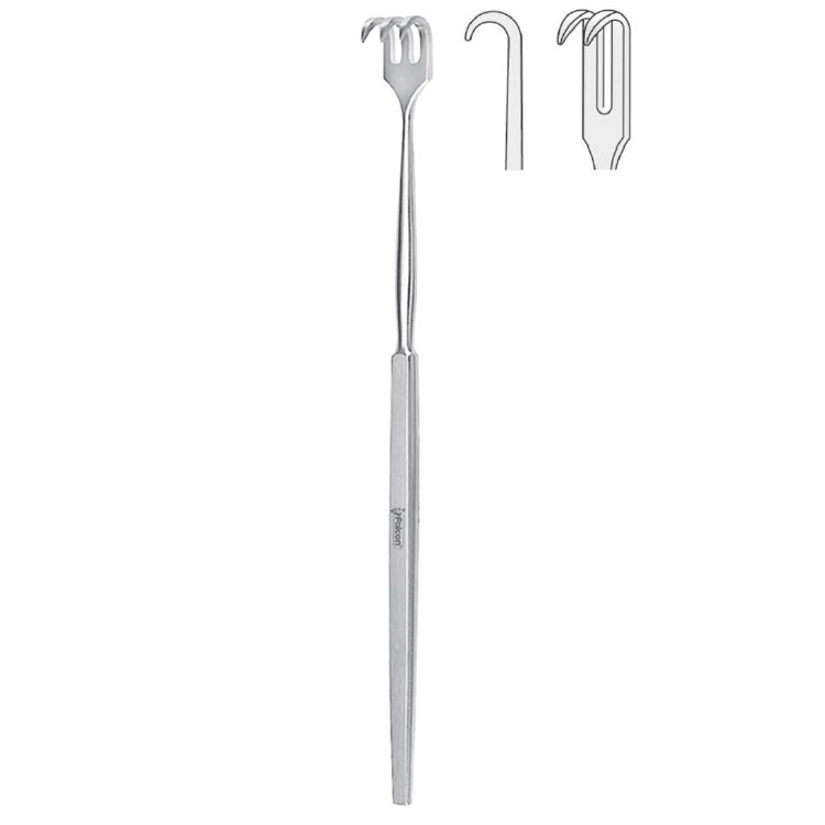 Retractor Falcon 2-prong semi-sharp 160mm