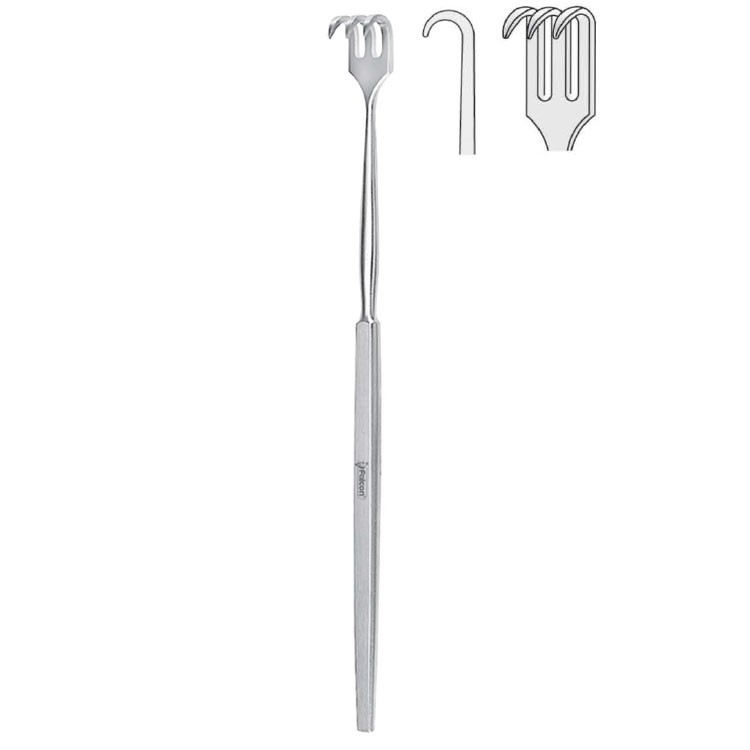 Retractor Falcon 3-prong semi-sharp 160mm