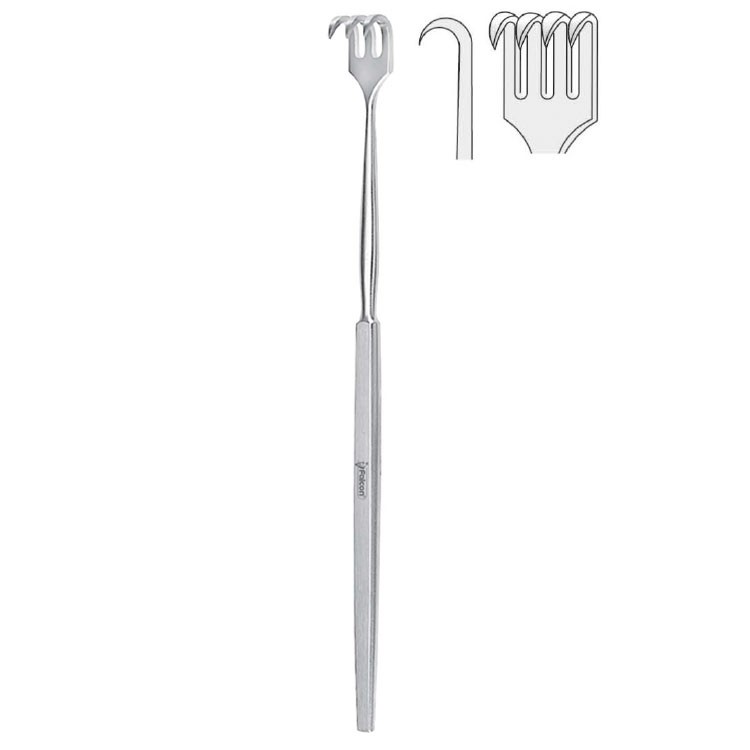 Retractor Falcon 4-prong sharp 160mm