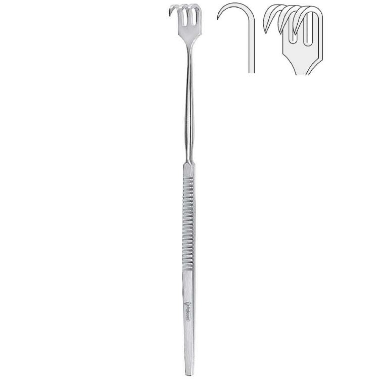 Retractor Falcon 3-prong sharp 160mm