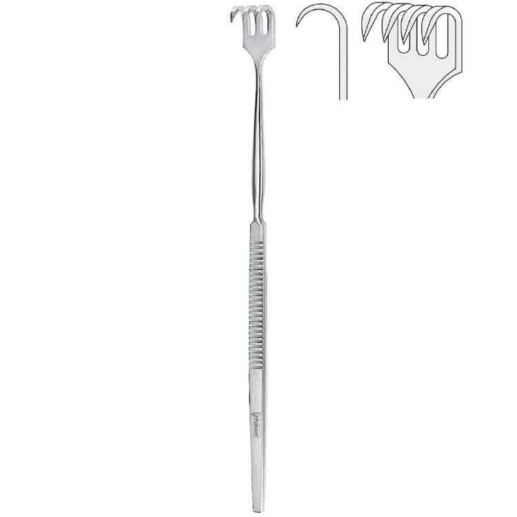 Retractor Falcon 4-prong sharp 160mm