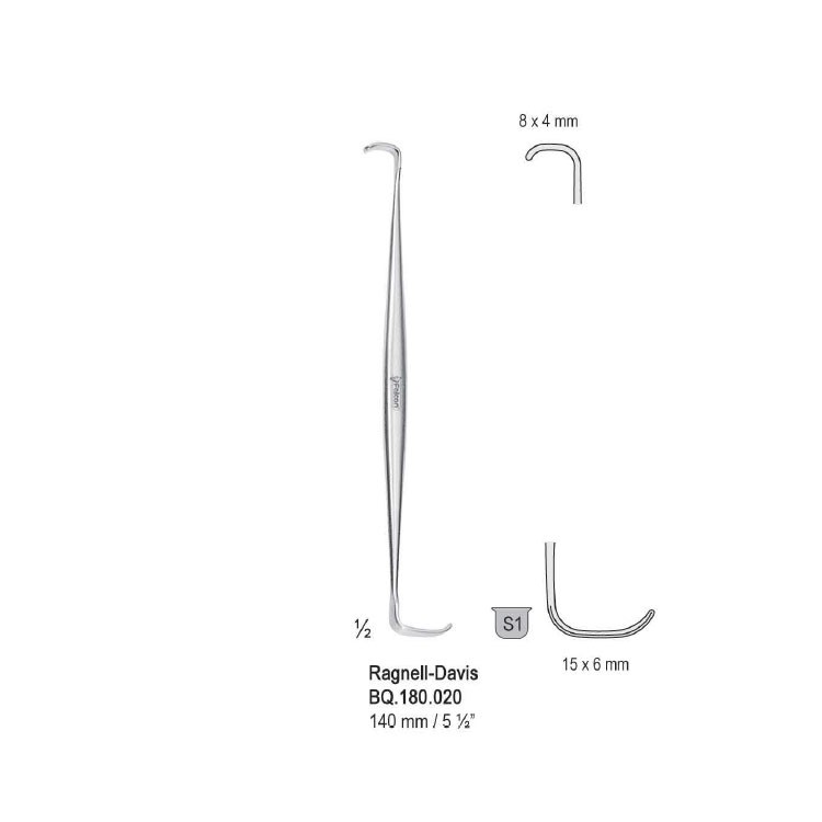 Retractor Ragnell-Davis DE 8x4mm / 15x6mm, 140mm