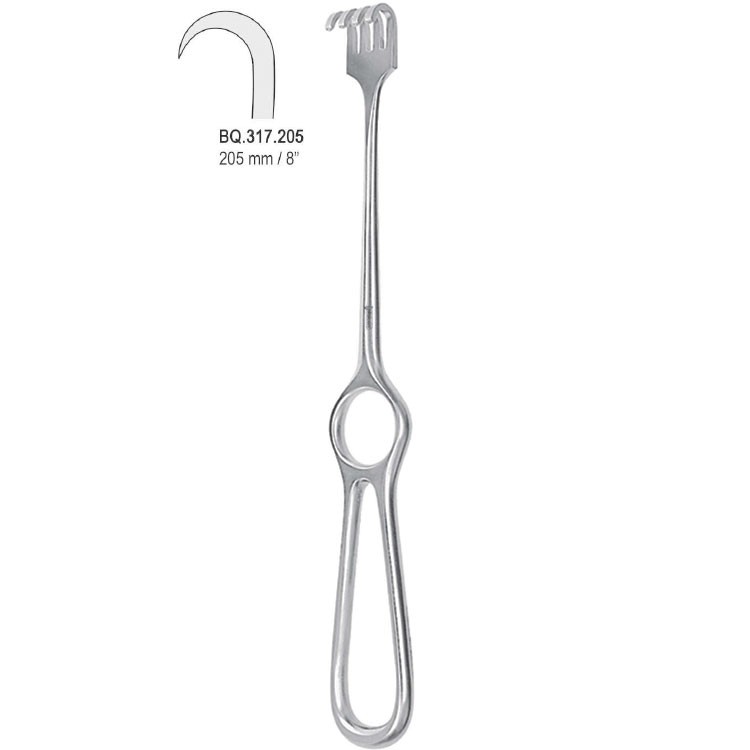 Retractor Kocher 1-prong sharp 205mm