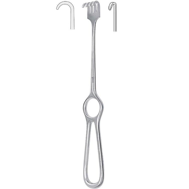 Retractor Volkmann 1-prong blunt 220mm