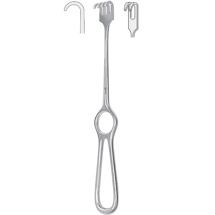 Retractor Volkmann 2-prong blunt 220mm