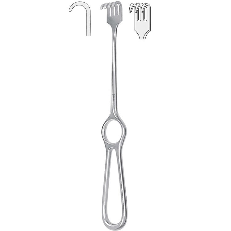 Retractor Volkmann 3-prong blunt 220mm