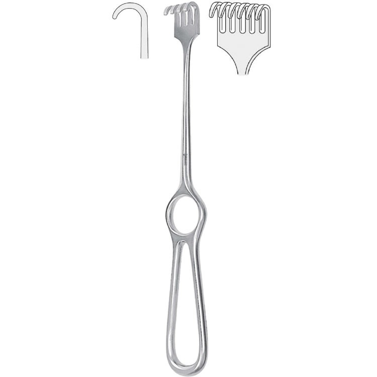 Retractor Volkmann 6-prong blunt 220mm