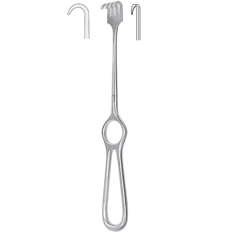 Retractor Volkmann 1-prong semi-sharp 220mm