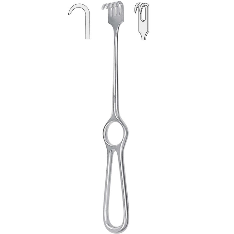 Retractor Volkmann 2-prong semi-sharp 220mm