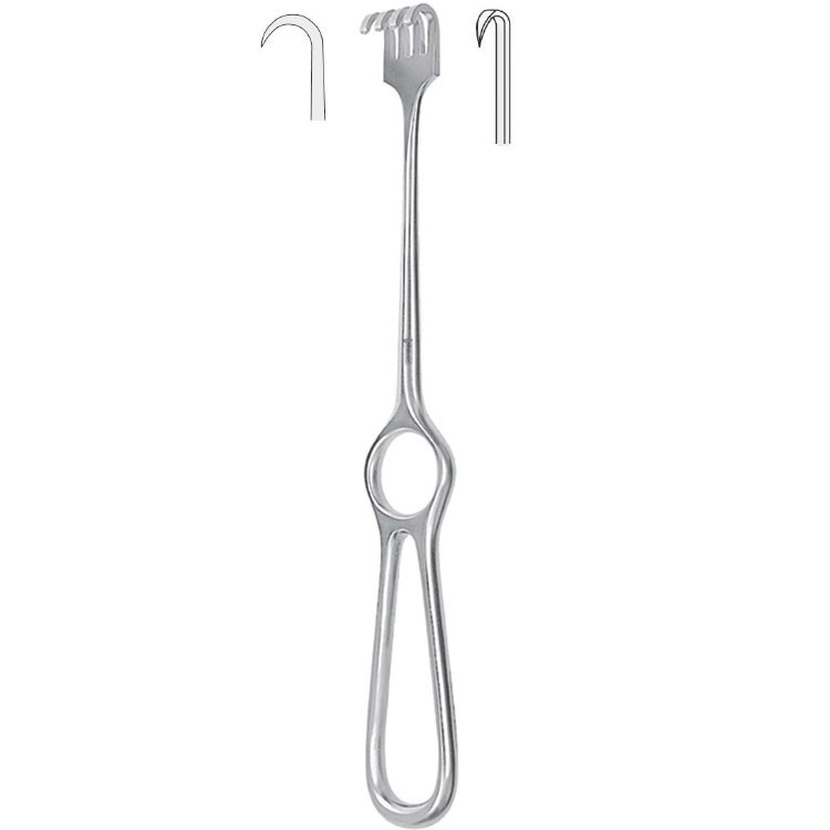 Retractor Volkmann 1-prong sharp 220mm