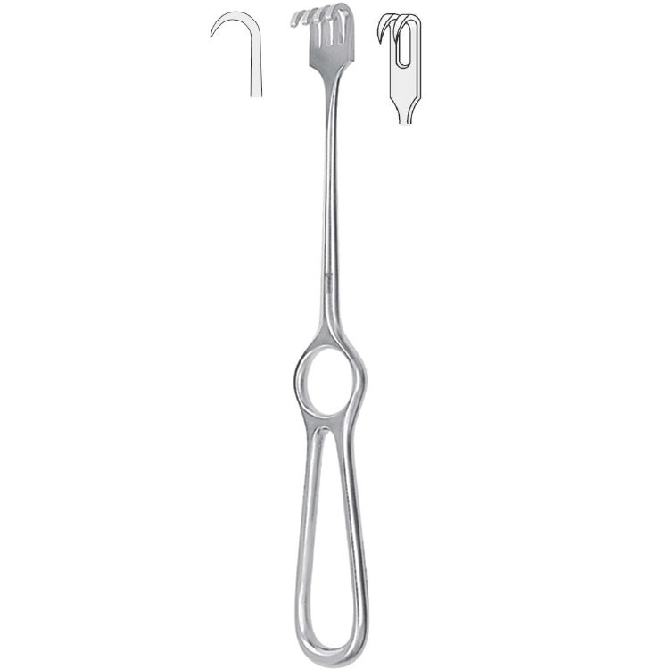 Retractor Volkmann 2-prong sharp 220mm